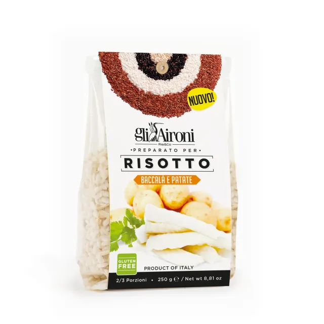 Gli Aironi Baccalà e Patate risotto ferdigblanding glutenfri