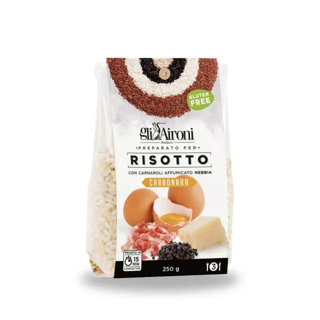 Gli Aironi alla Carbonara risotto glutenfri