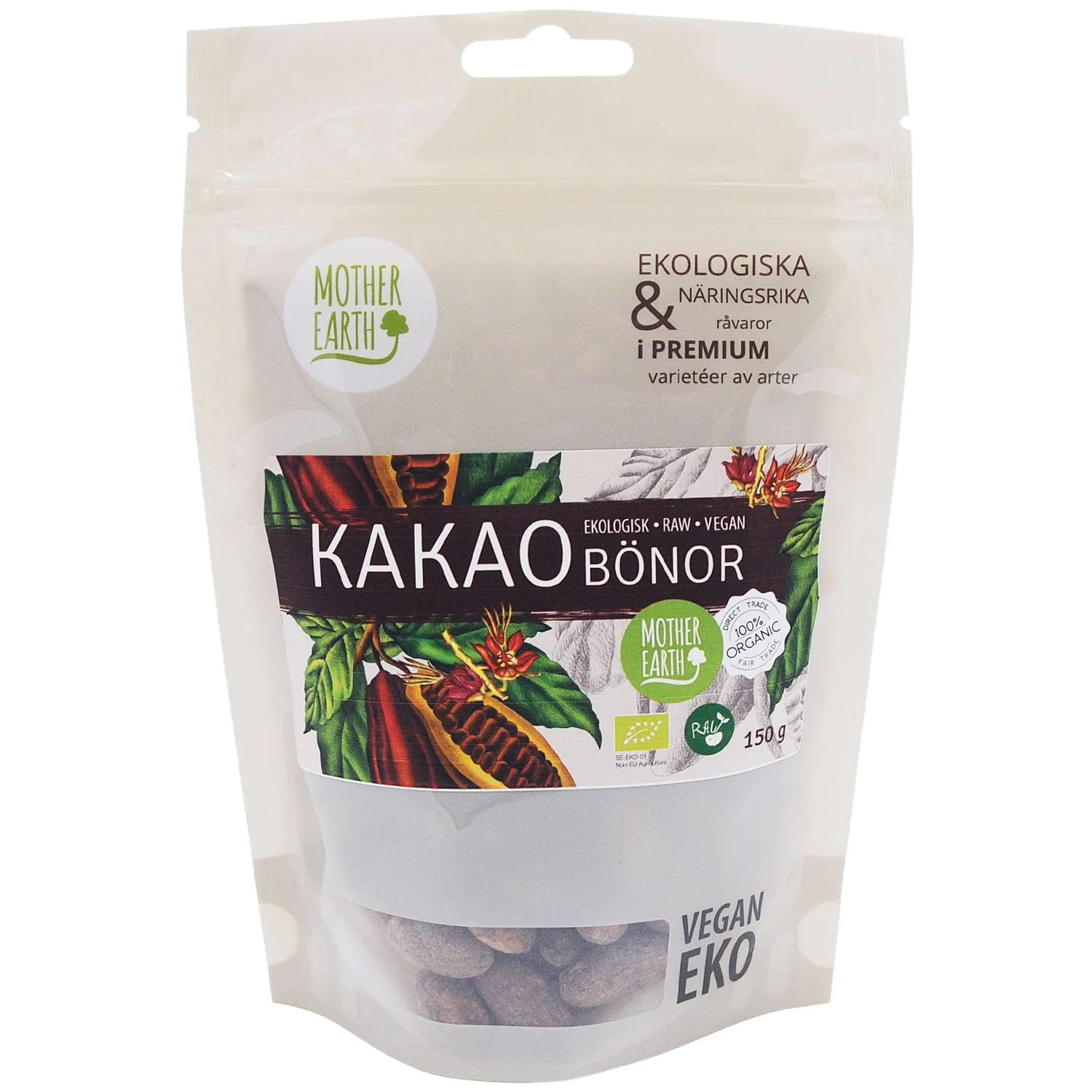 Natessen Mother Earth Pangoa kakaobønner rå 150 g øko