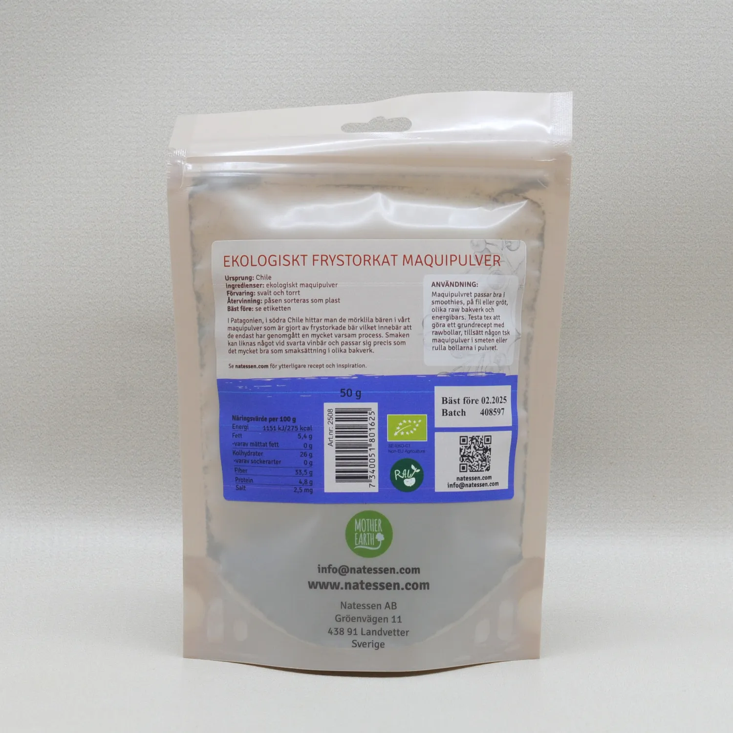 Natessen Mother Earth maquipulver frysetørket øko 50 g