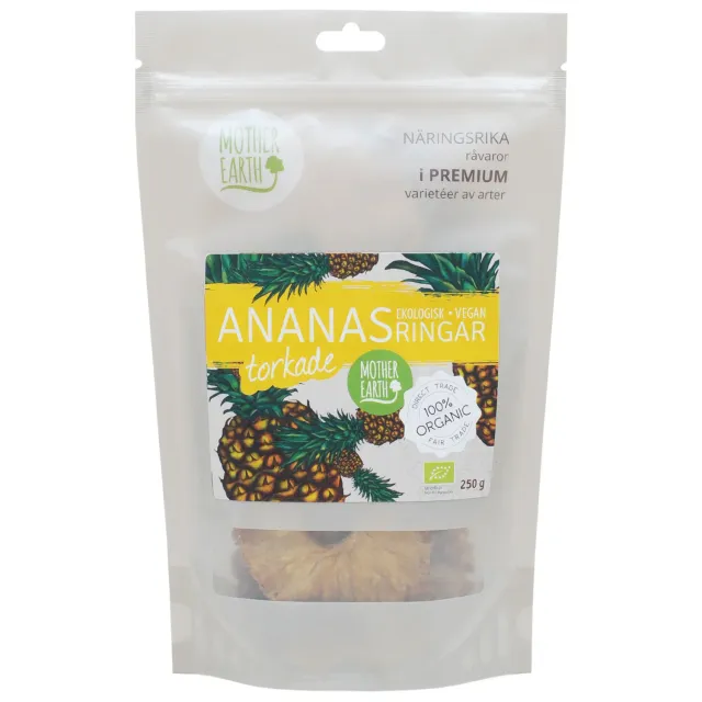 Natessen Mother Earth Ananasringer Tørket 250g EKO Søt