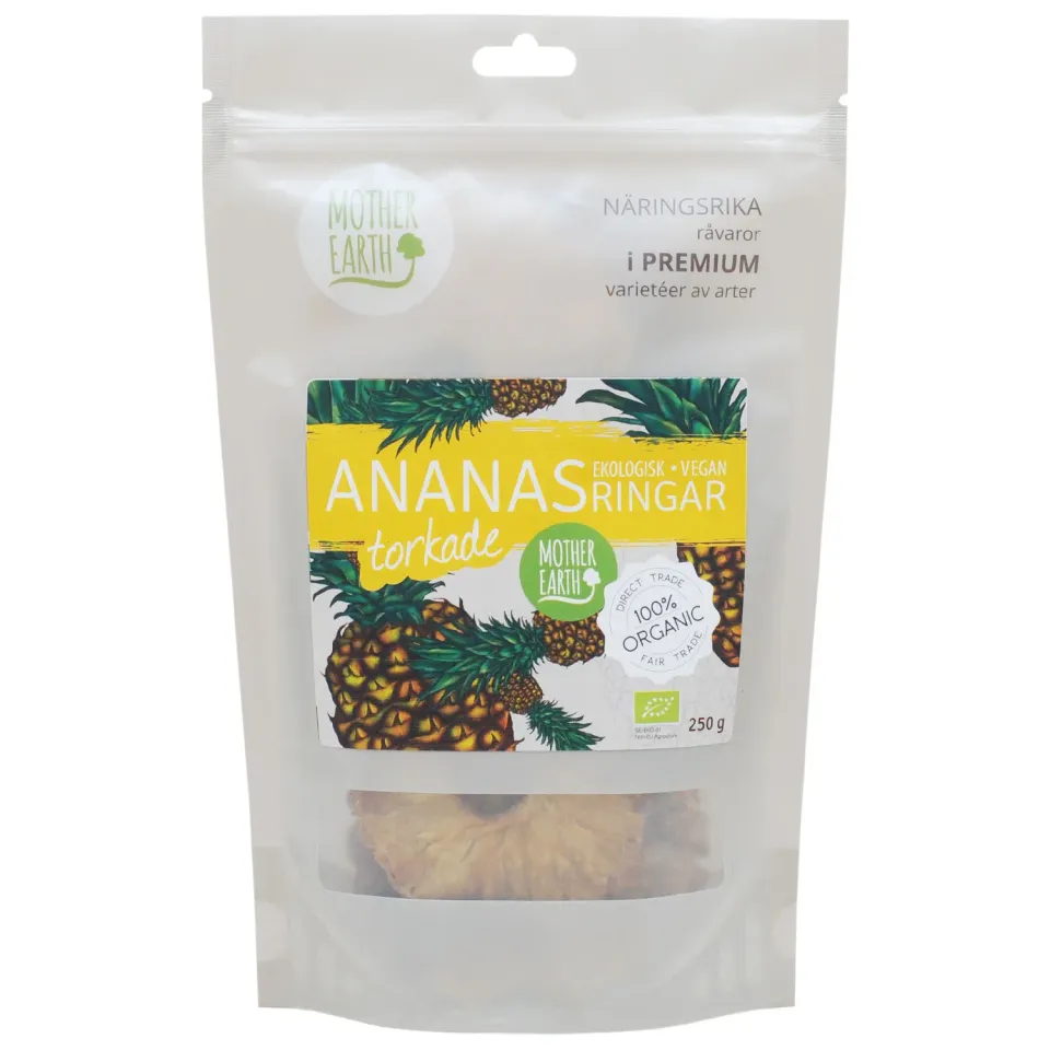 Natessen Mother Earth Ananasringer Tørket 250g EKO Søt