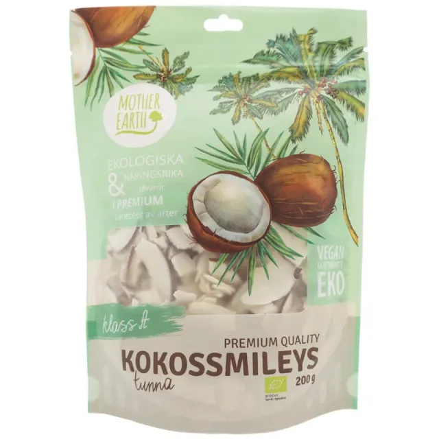 Mother Earth Kokossmileys tørket kokos 200 g økologisk