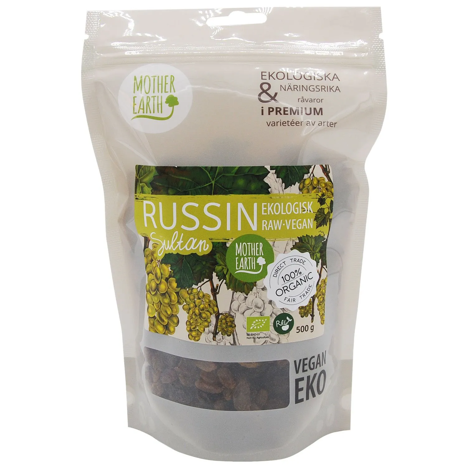 Natessen Mother Earth sultanrosiner rå øko 500 g