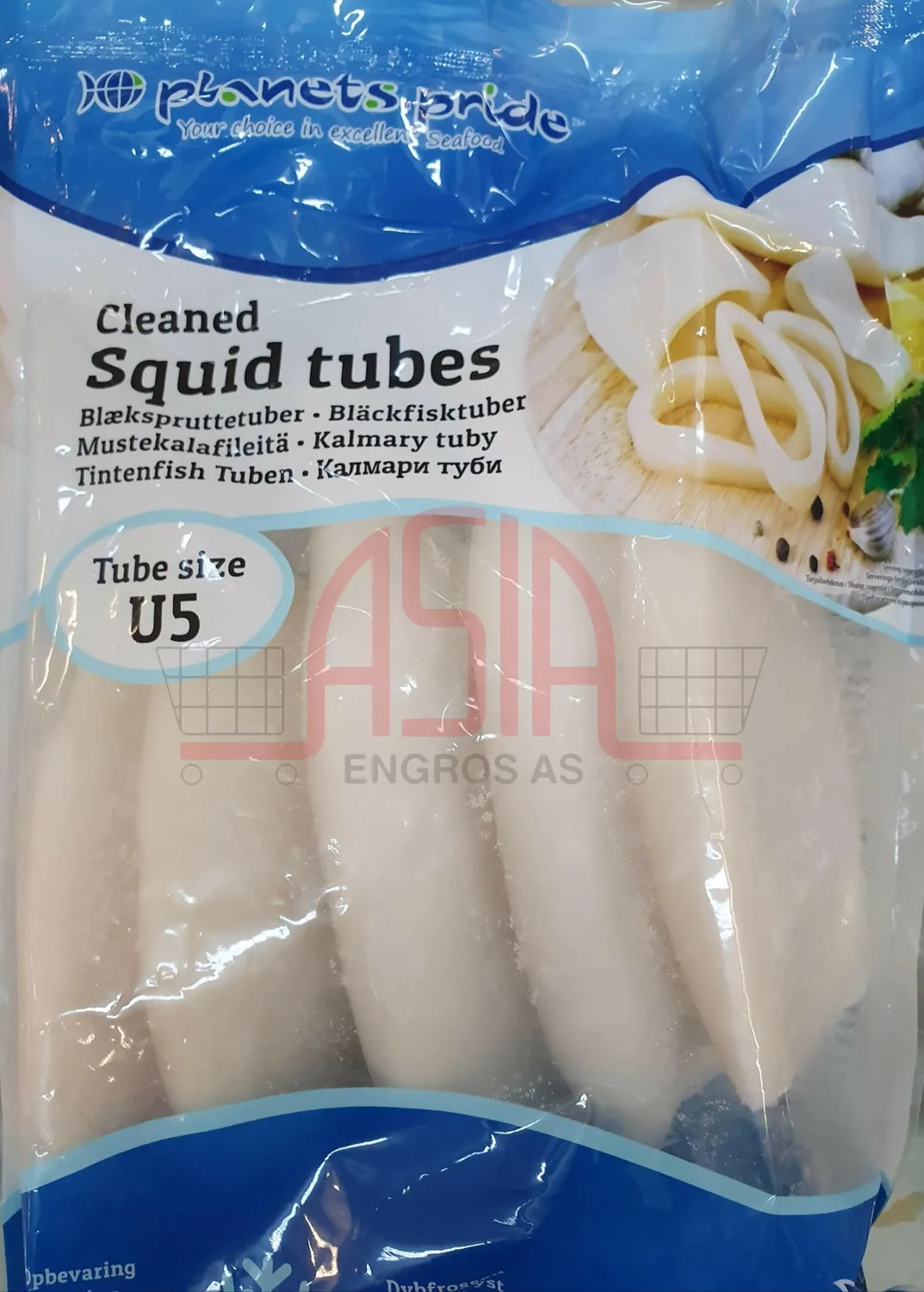 Asia Engros Squid Tube U5 blekksprut 1kg x10 frossen hvit
