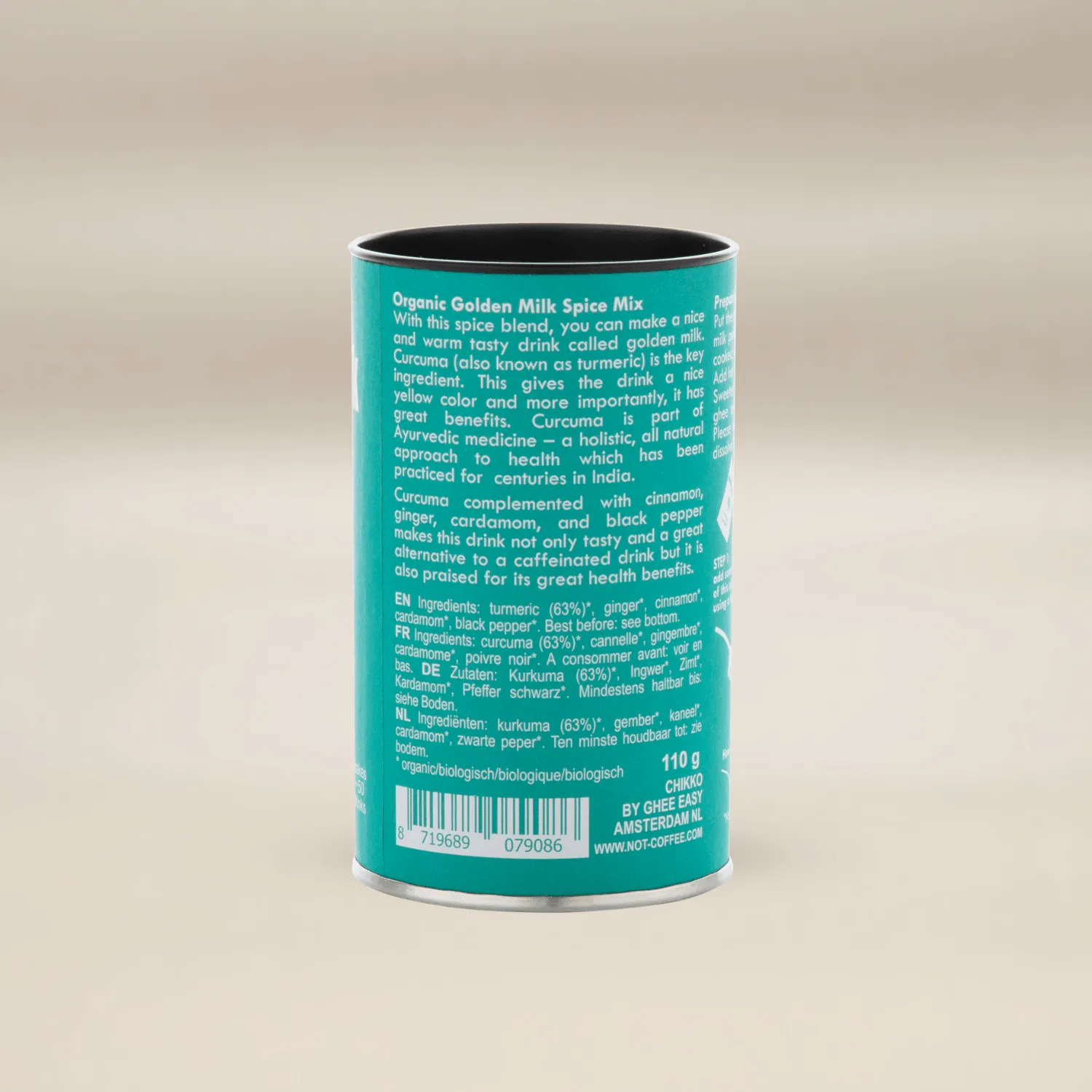 Natessen Chikko Not Coffee Golden Milk lattemix gurkemeie 110g