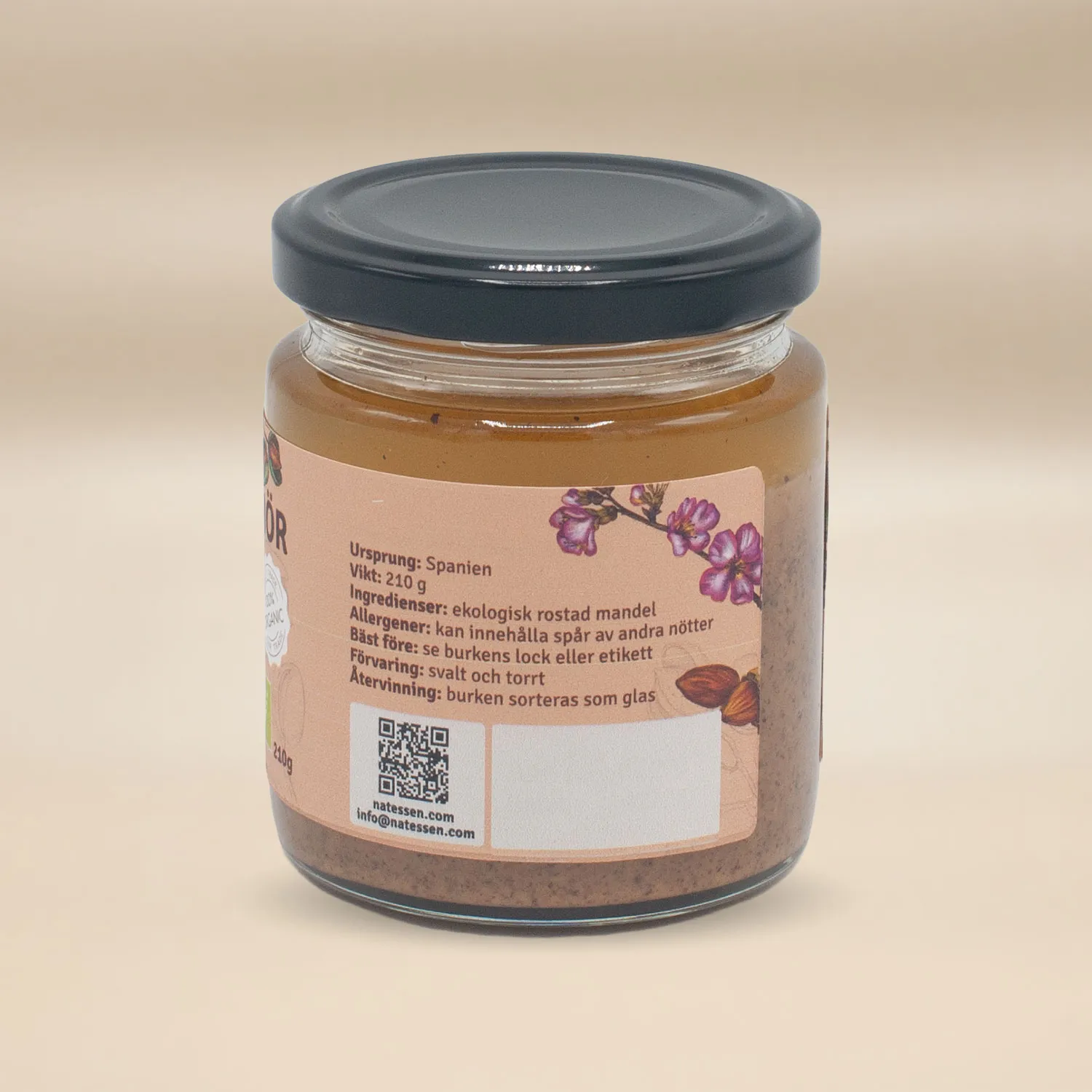 Natessen Mother Earth mandelsmør crunchy øko 210 g