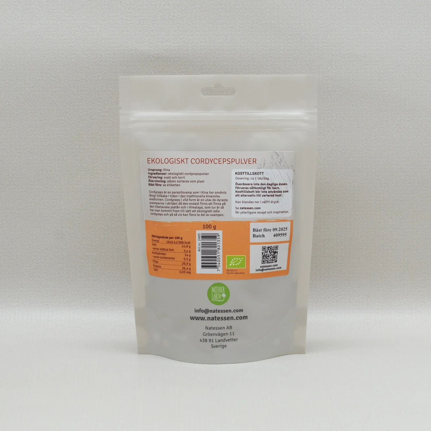 Natessen Mother Earth cordycepspulver 100 g økologisk