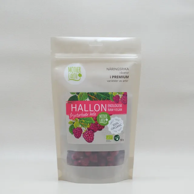 Natessen Mother Earth bringebær frysetørkede 50 g raw øko