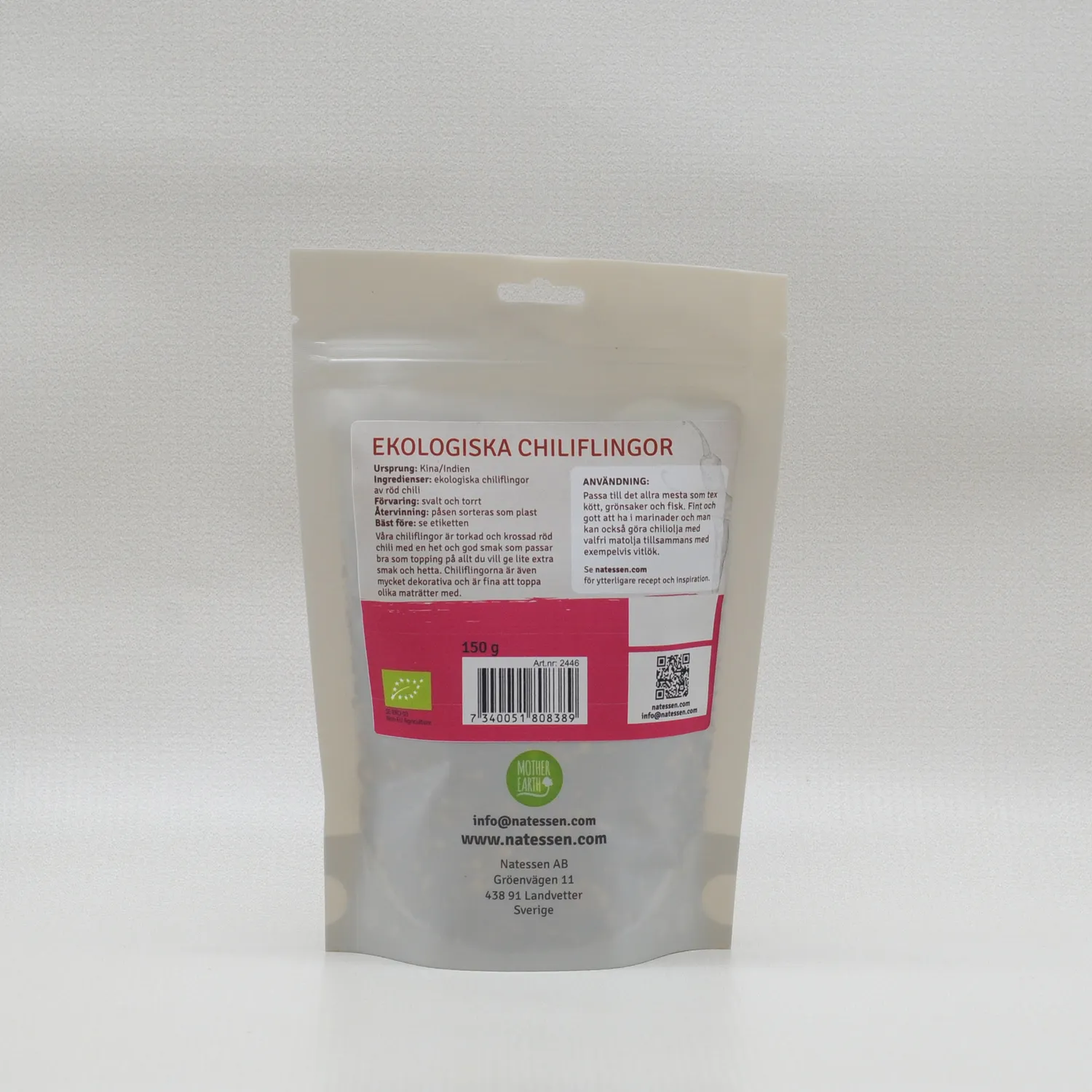 Natessen Mother Earth Chiliflak Rød 150 g sterk