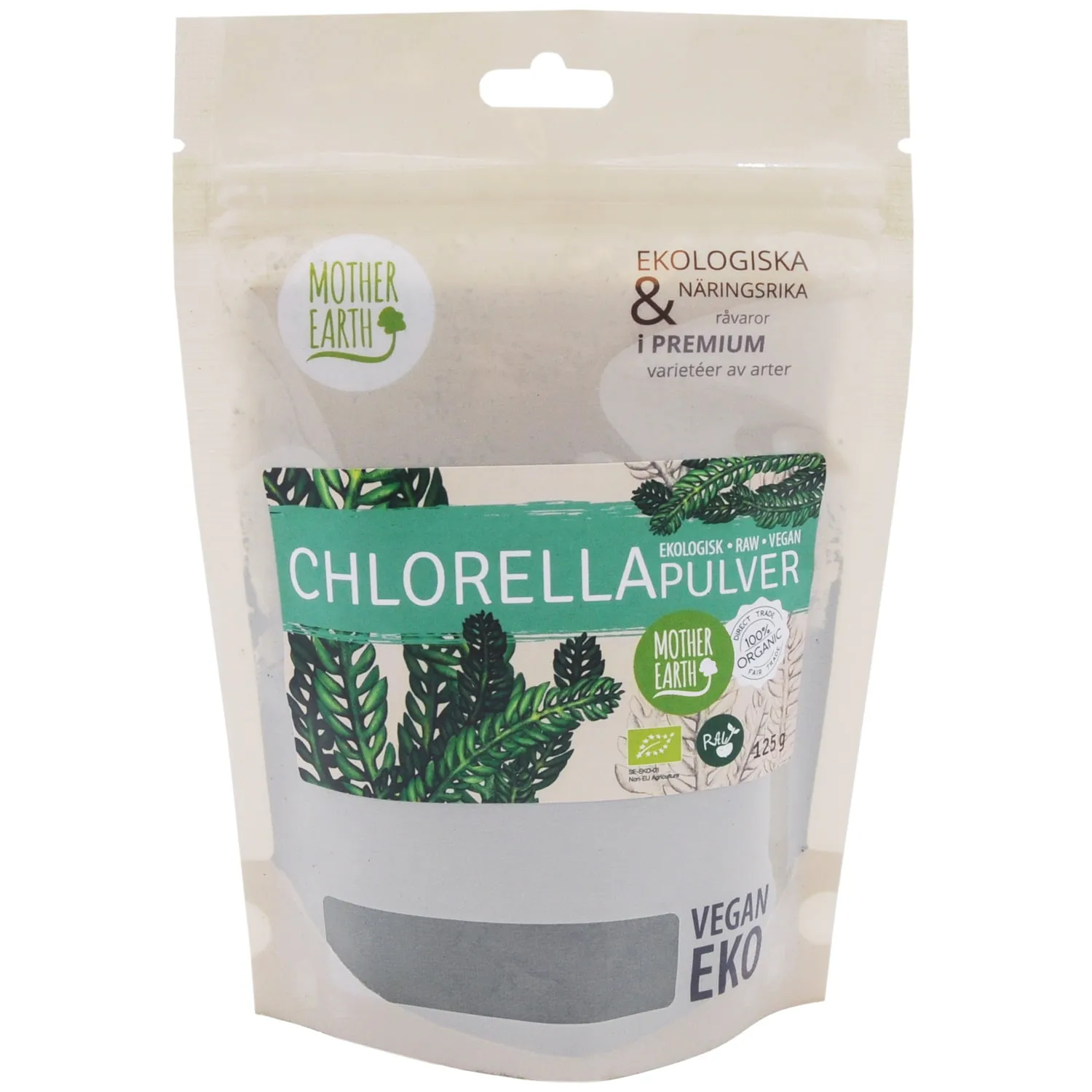 Natessen Mother Earth chlorellapulver RAW&EKO 125 g