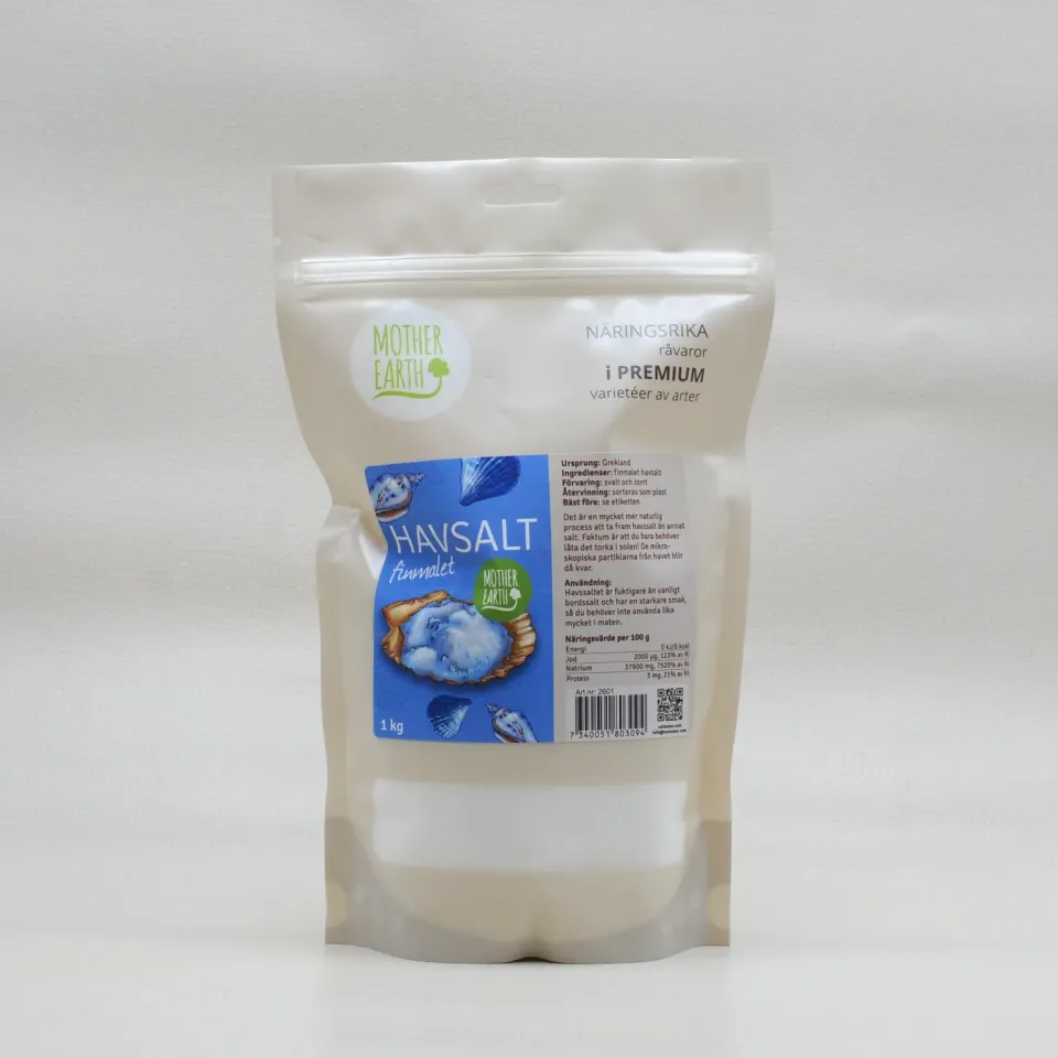 Natessen Mother Earth havsalt fint 1 kg finmalt