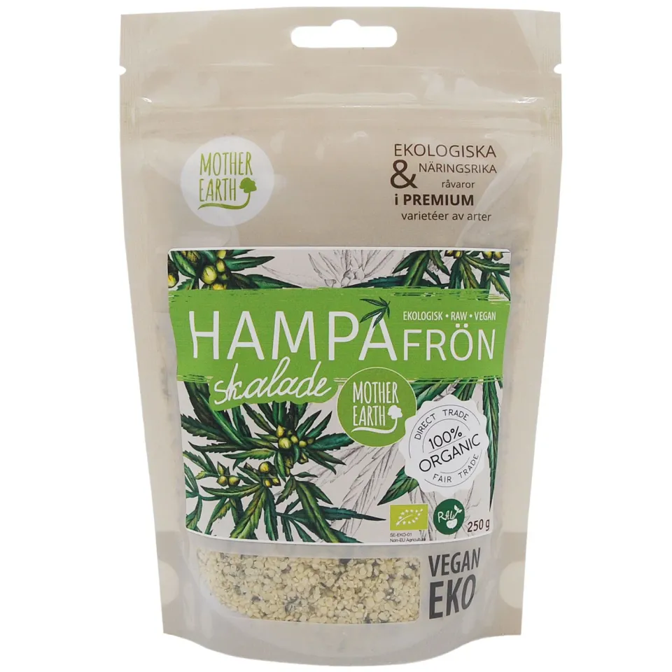 Mother Earth Premium hampfrø skrellet 250 g økologisk