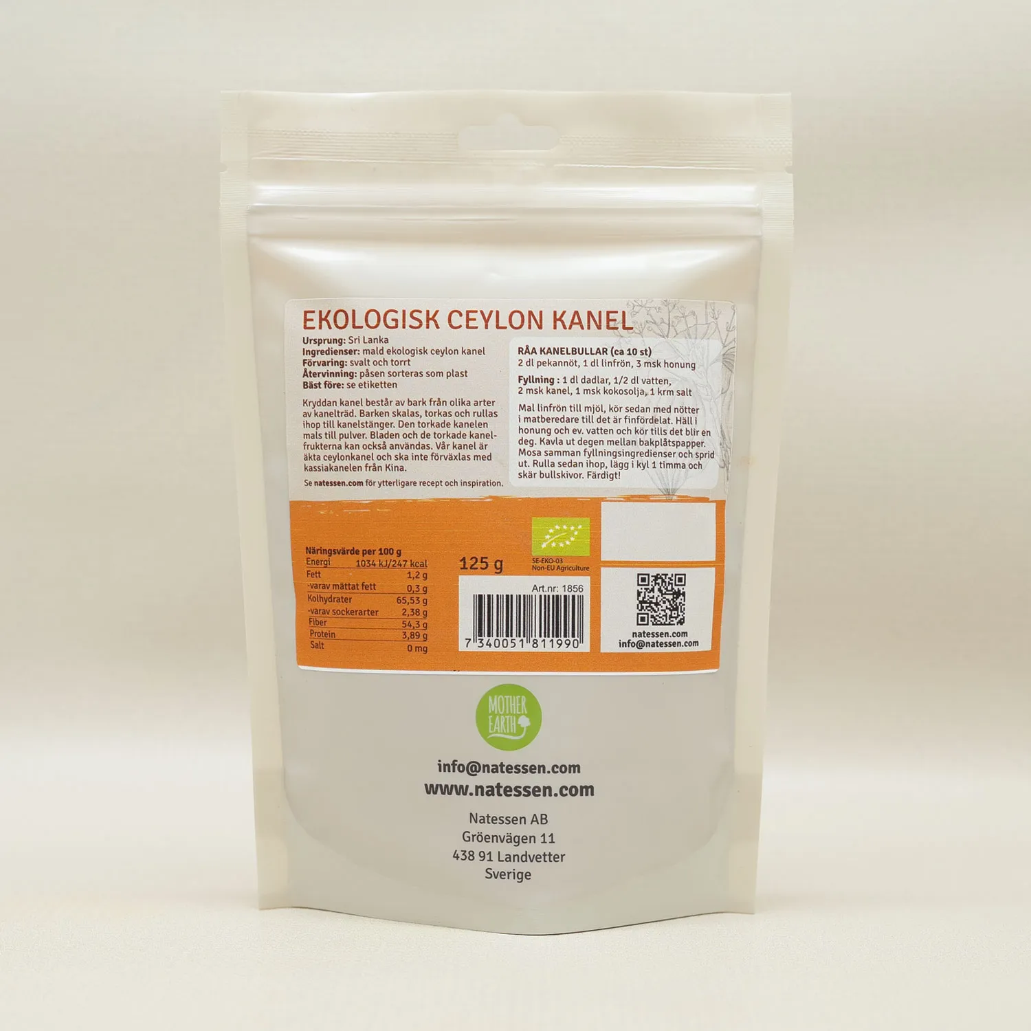 Natessen Mother Earth Kanel Ceylon kanelpulver 125g øko mild