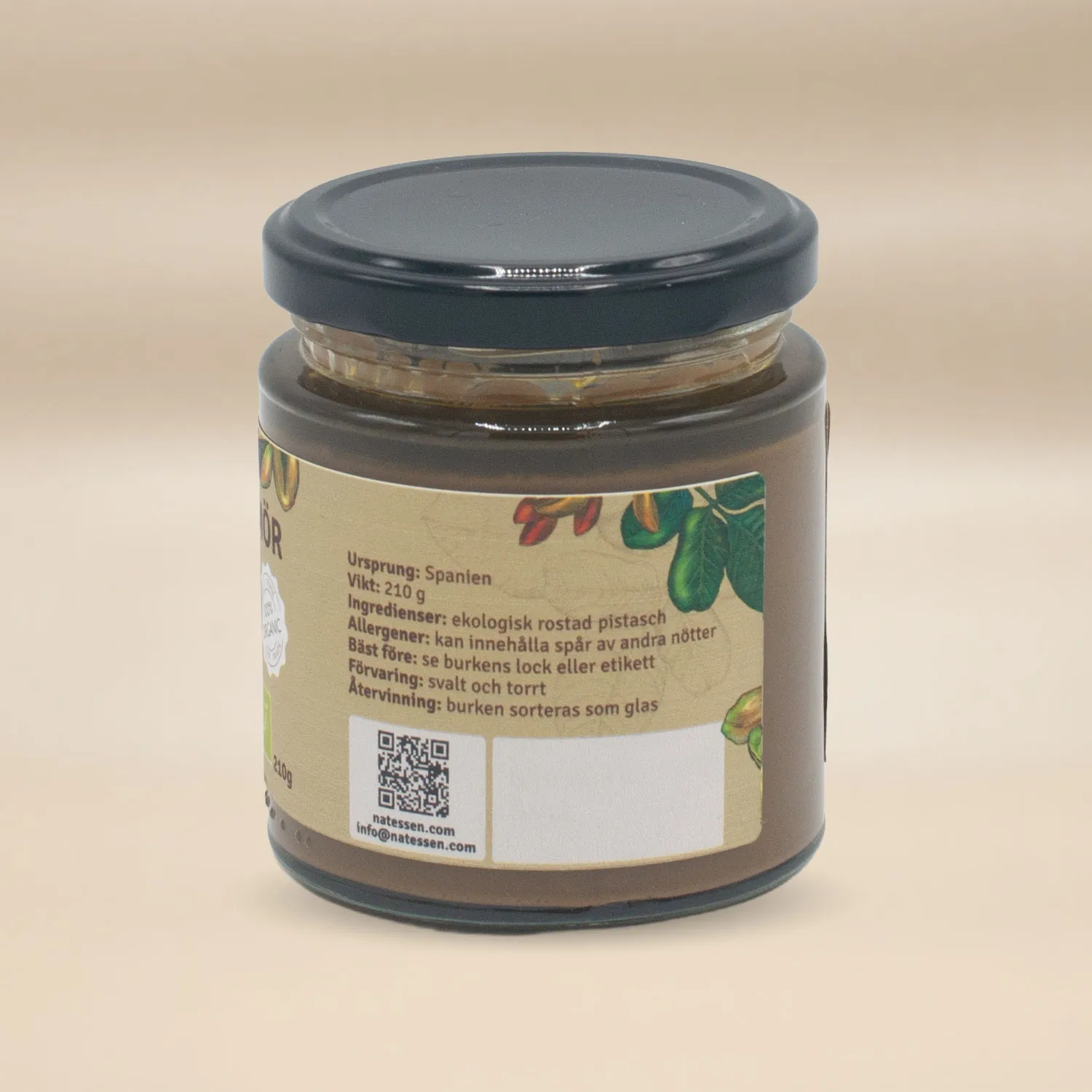 Natessen Mother Earth pistasjsmør ristet 210g øko 100% nøtter