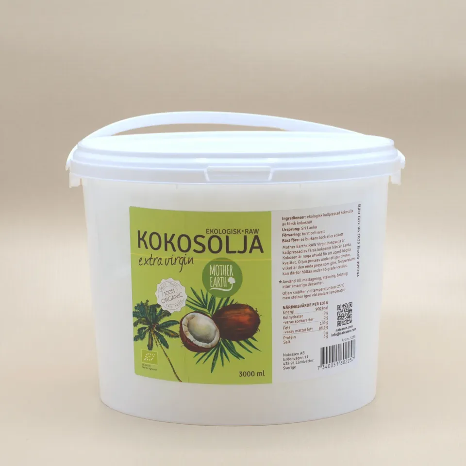 Natessen Kokosolje Extra Virgin 3 L kaldpresset øko
