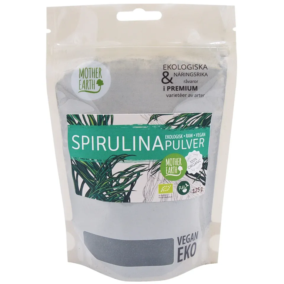Natessen Mother Earth spirulina pulver raw øko 125 g kraftig