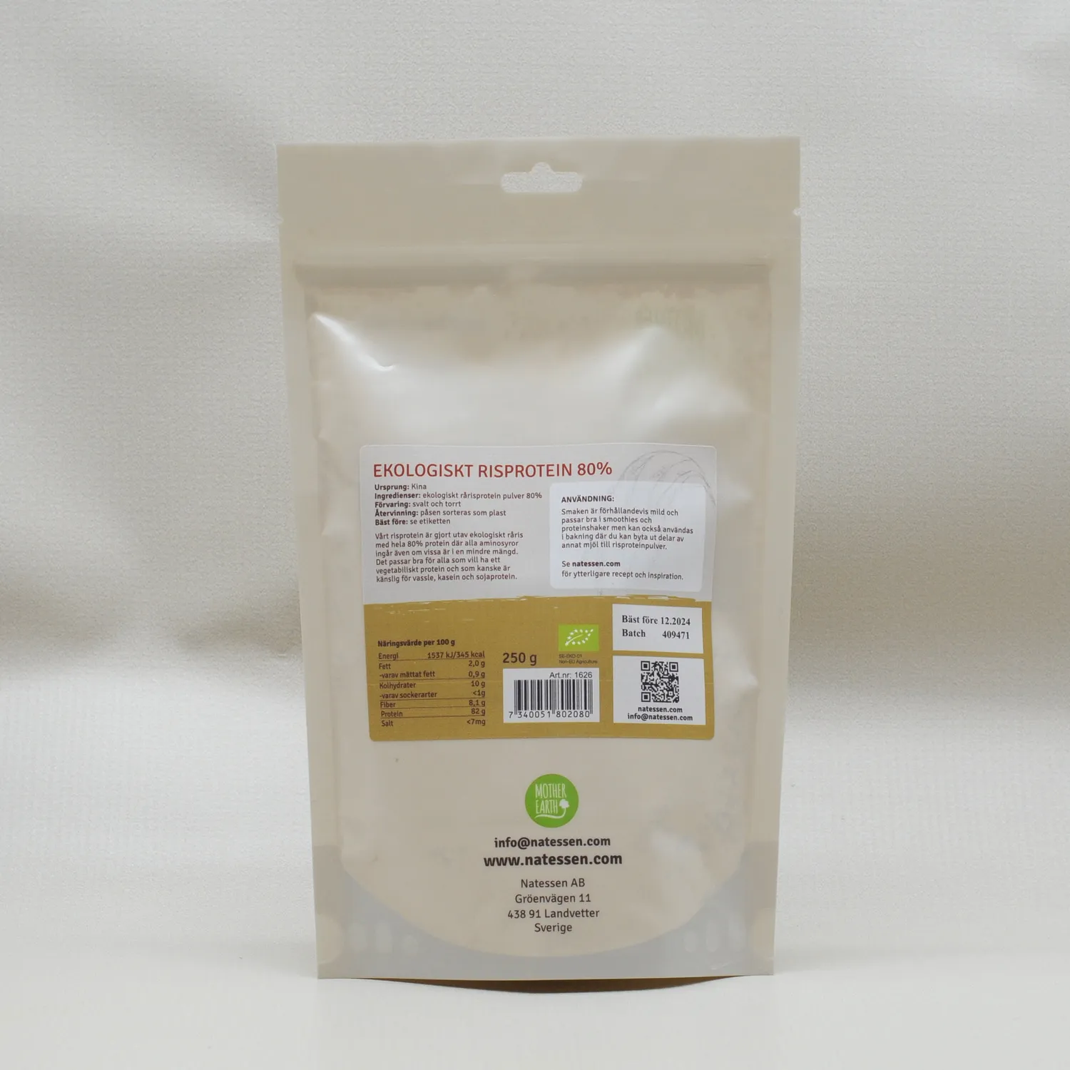 Natessen Mother Earth risprotein 80% 250 g øko nøytral