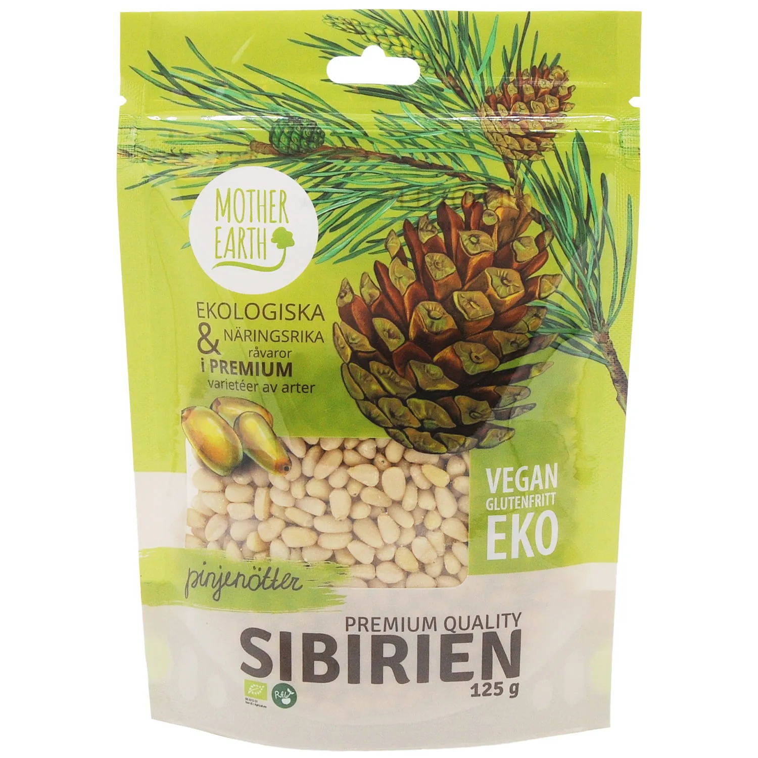 Natessen Mother Earth pinjekjerner premium rå 125g øko milde