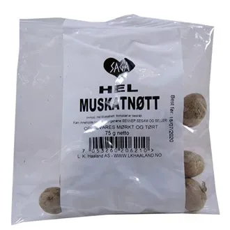 Skjæveland Saga muskatnøtt hel 30 g aromatisk