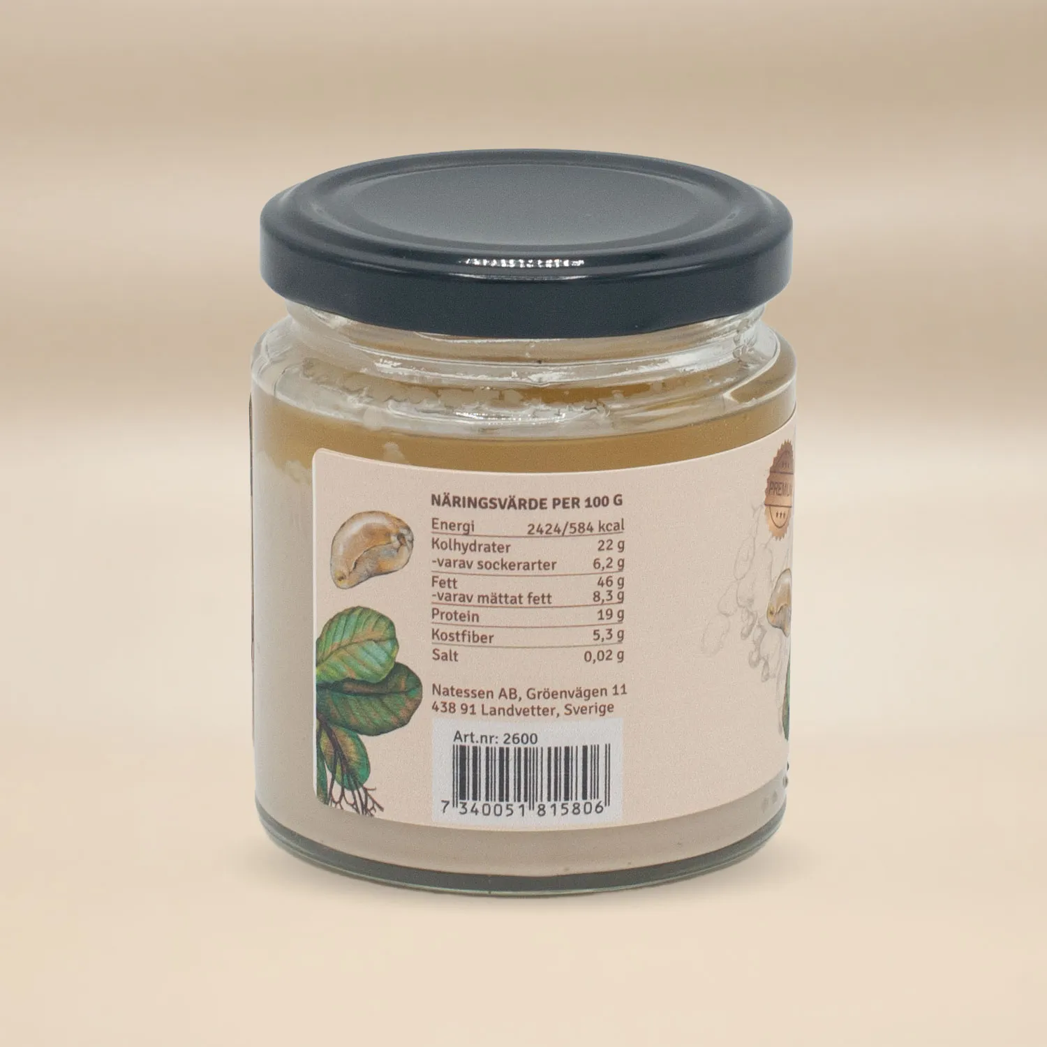Natessen Mother Earth cashewsmør naturell premium øko 210g