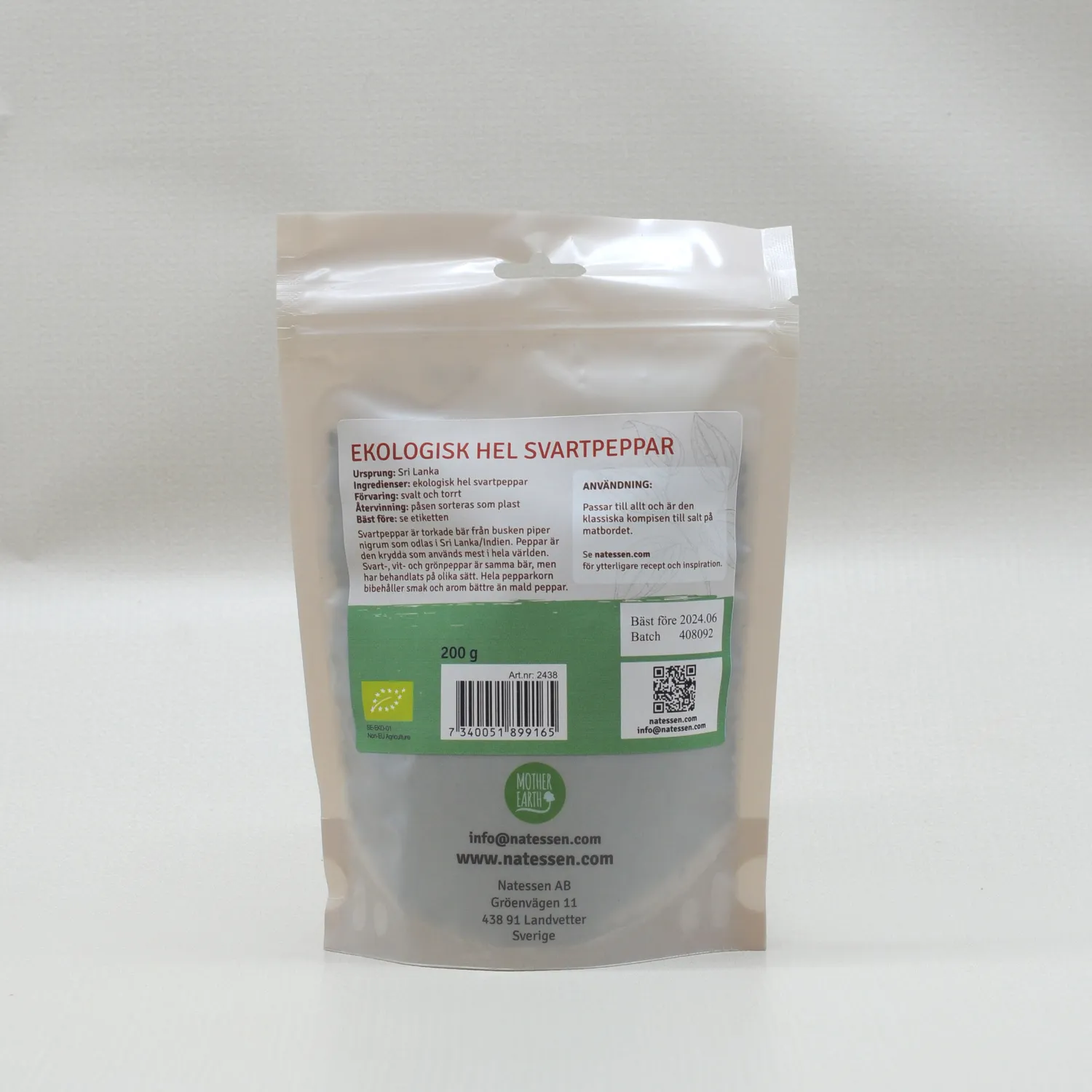 Natessen Mother Earth Hel svart pepper øko 200 g