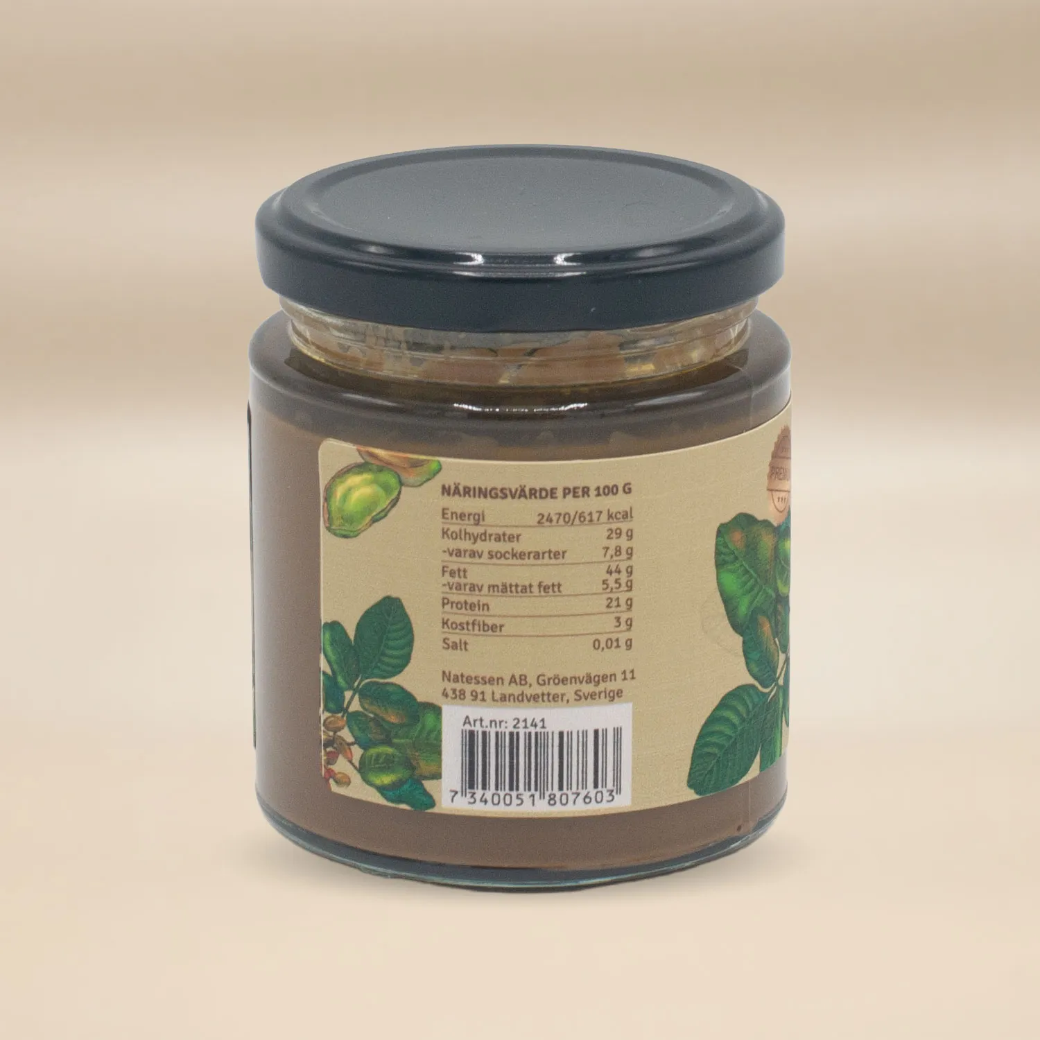 Natessen Mother Earth pistasjsmør ristet 210g øko 100% nøtter