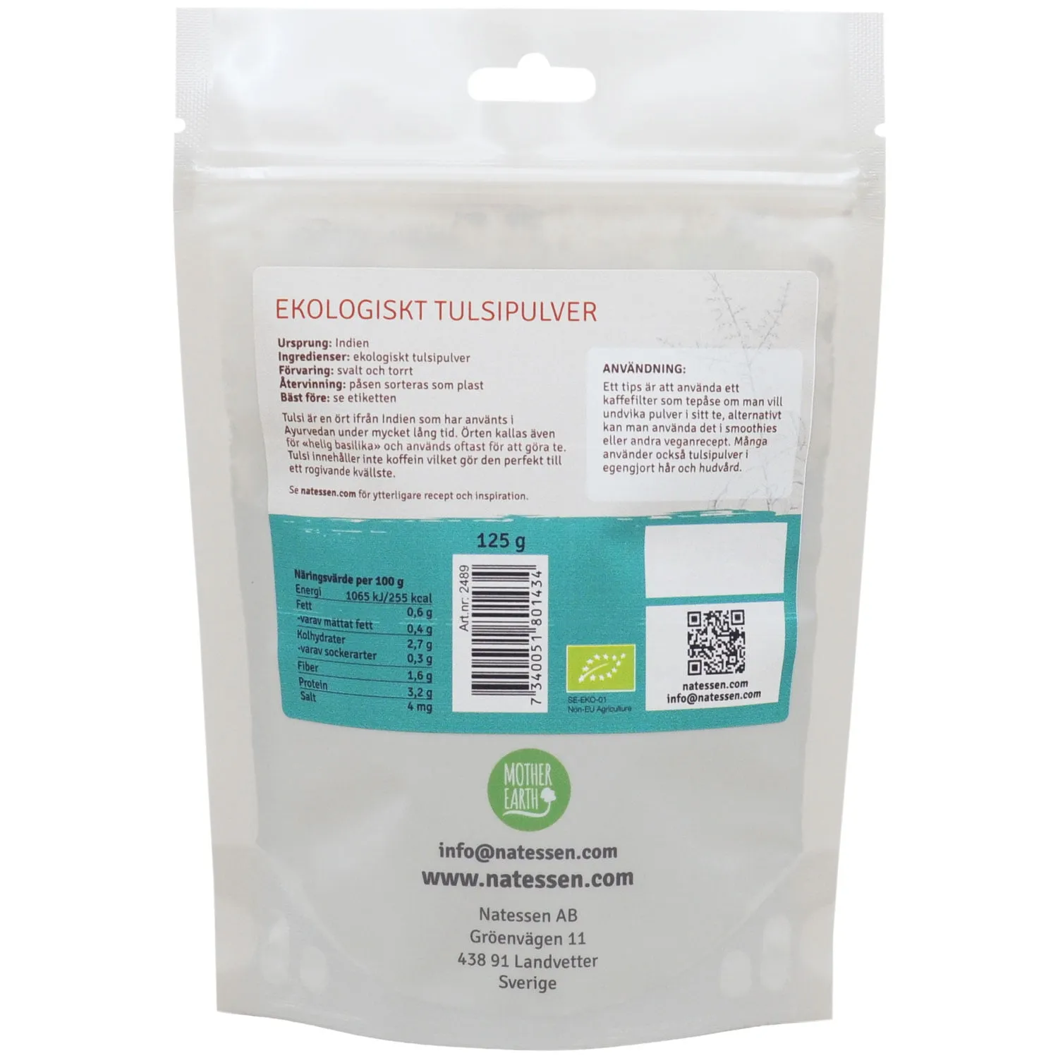 Natessen Mother Earth tulsipulver øko 125 g aromatisk