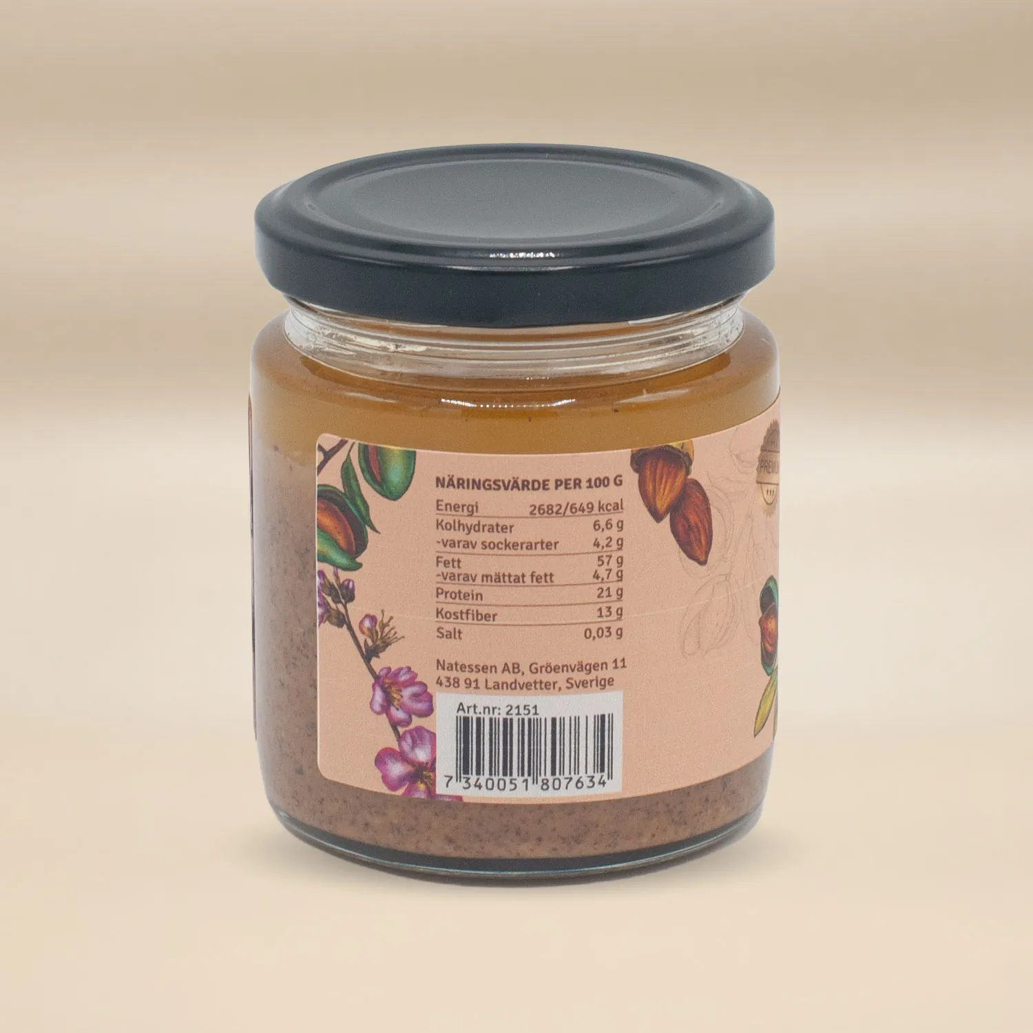 Natessen Mother Earth mandelsmør crunchy øko 210 g