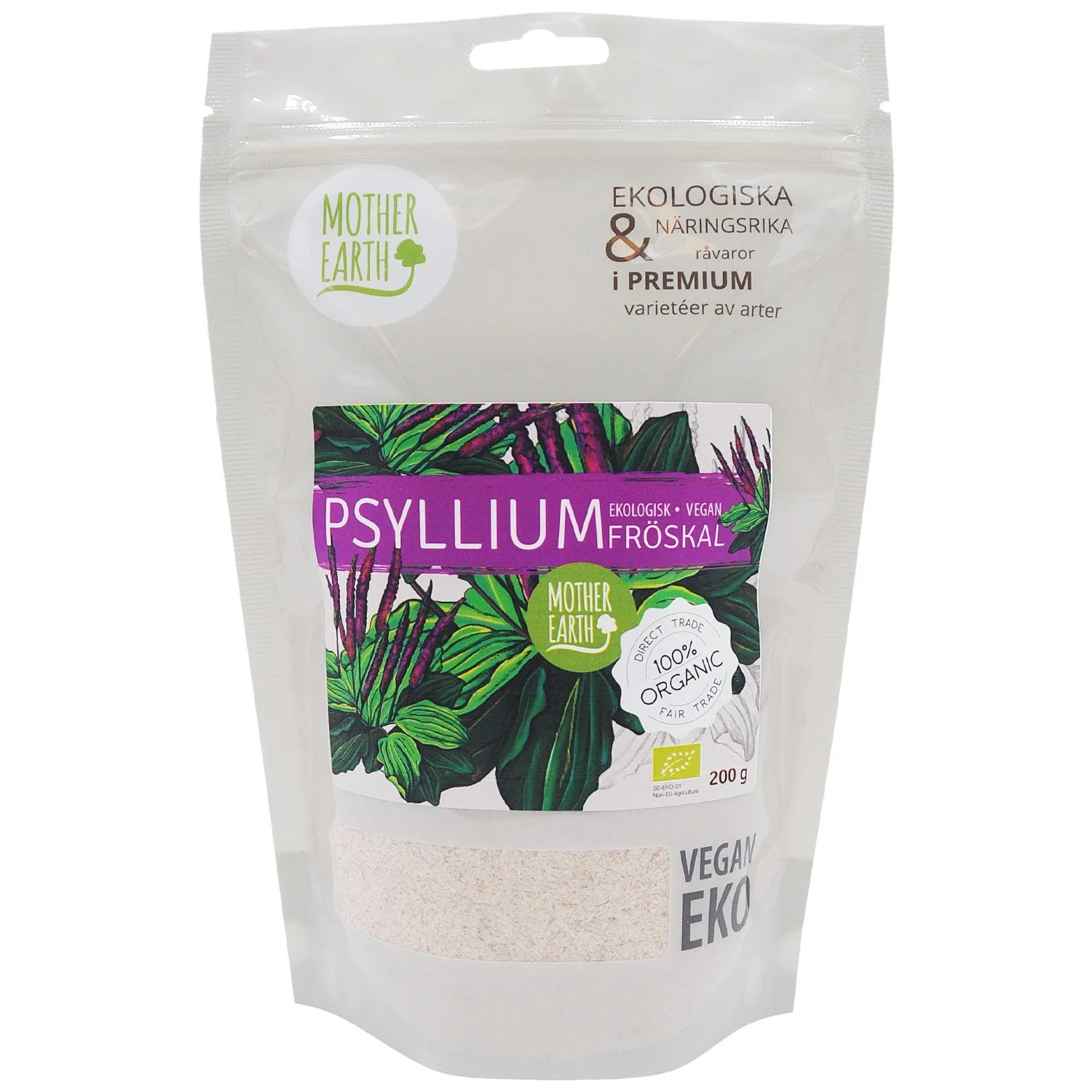 Natessen Mother Earth Premium Psylliumfrøskall Øko 200 g Fiberrikt