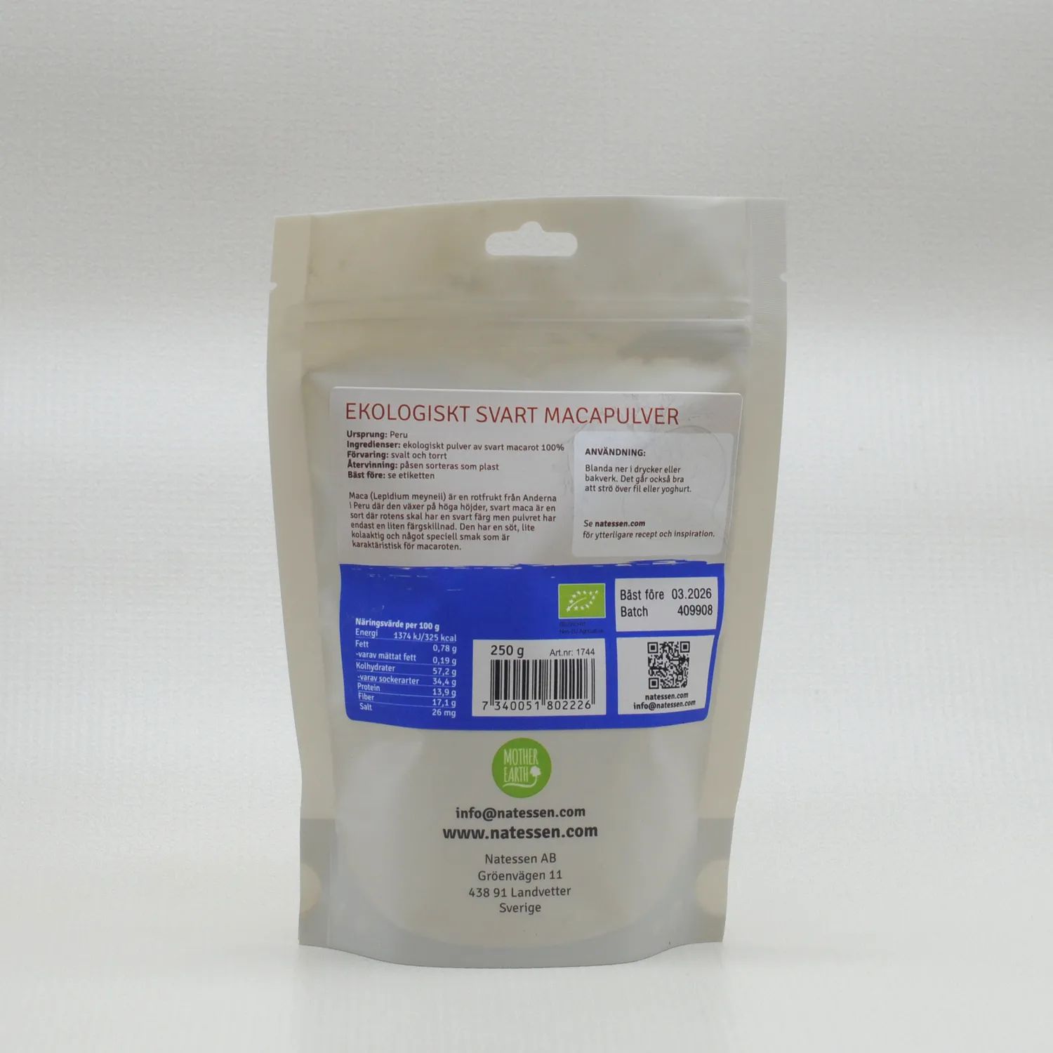 Natessen Mother Earth macapulver svart EKO 250 g