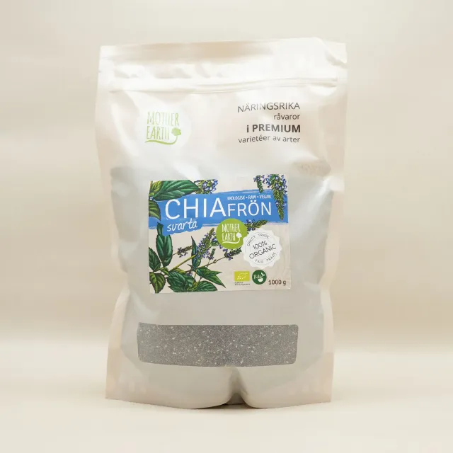 Natessen Mother Earth chiafrø svarte 1 kg rå fiberrike