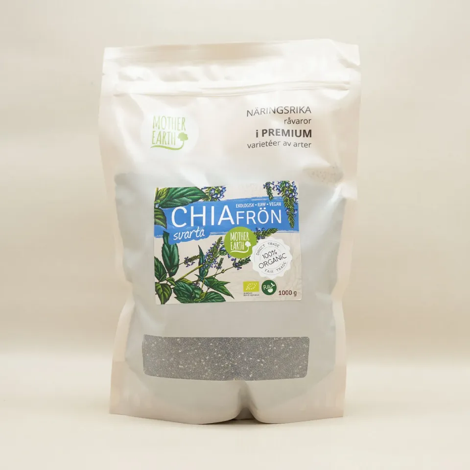 Natessen Mother Earth chiafrø svarte 1 kg rå fiberrike