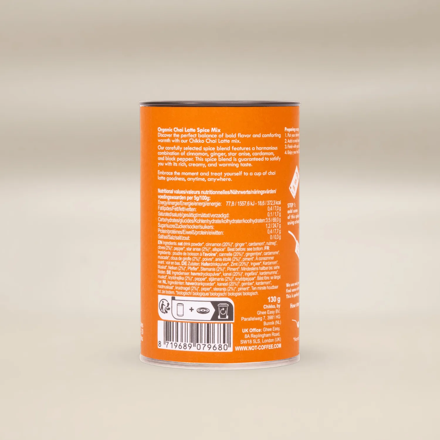 Natessen Chikko chai lattemix 130 g økologisk krydret