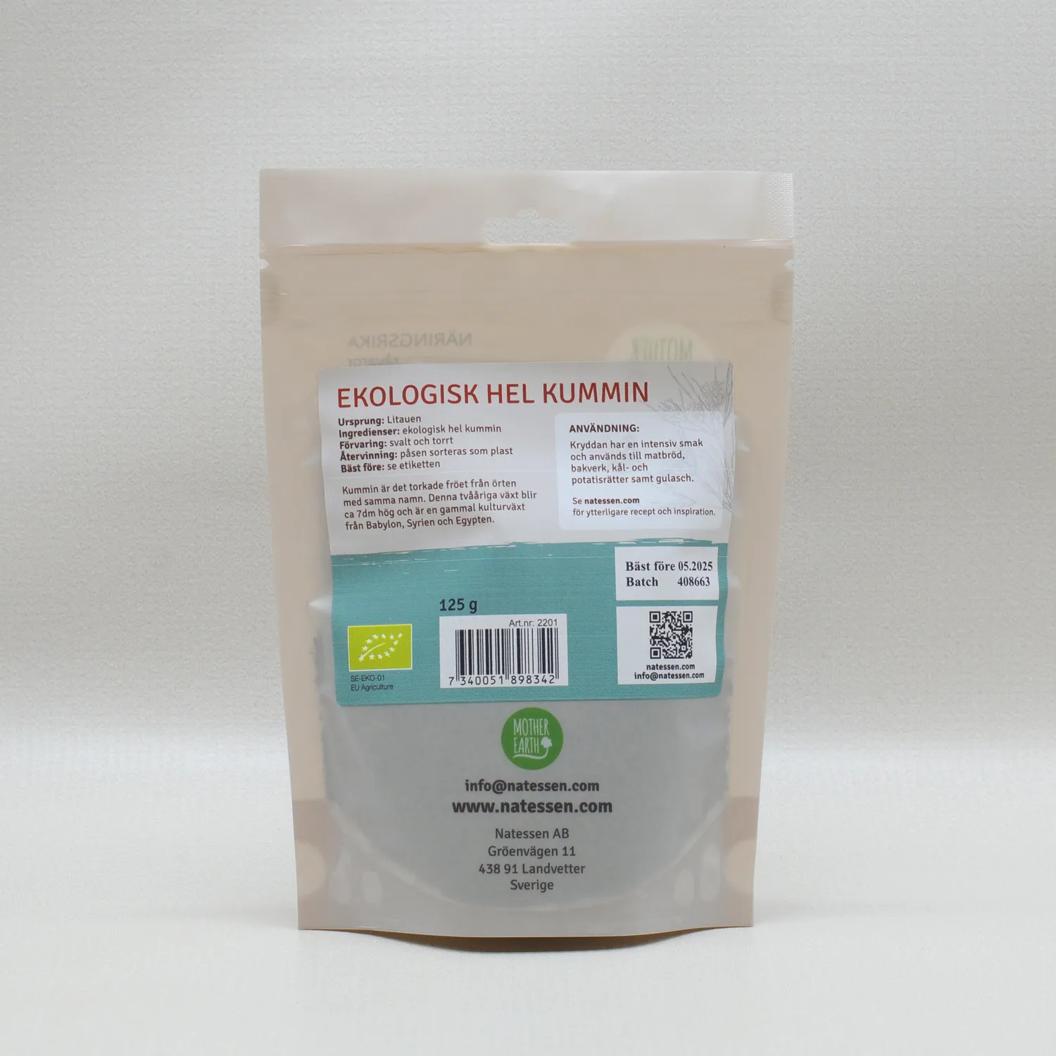 Natessen Mother Earth kummin hel 125 g økologisk
