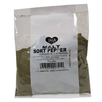 Saga sort pepper malt 60 g krydder sterk