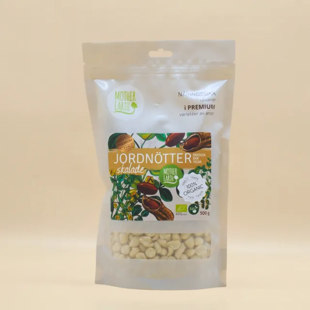 Natessen Mother Earth Jordnøtter skalede peanøtter 500g ferske
