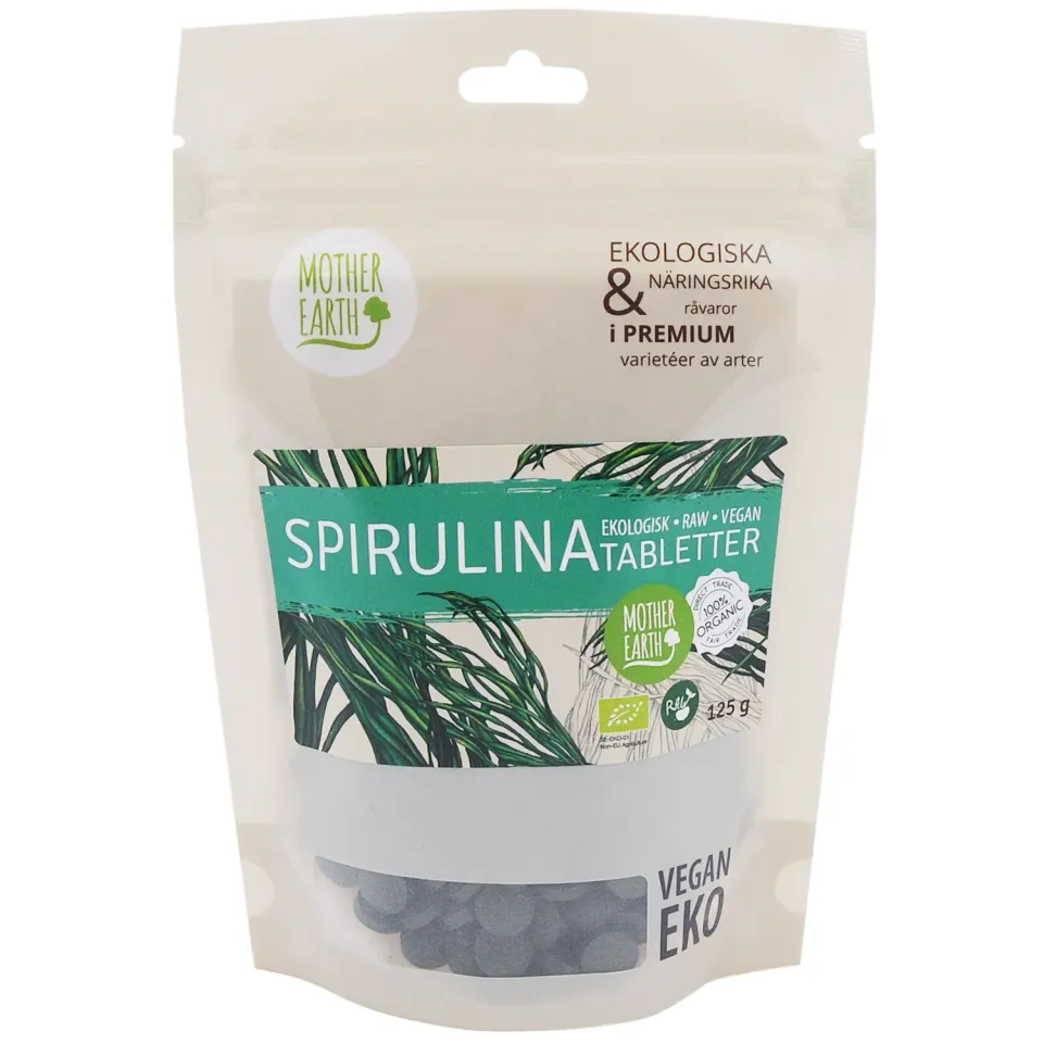 Natessen Mother Earth spirulinatabletter raw øko 125 g proteinrik